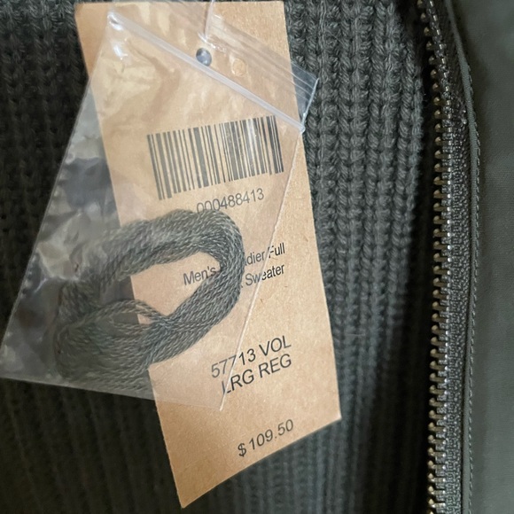 Duluth Men’s Large Sweater. Olive green with tan elbow patches - Picture 2 of 6